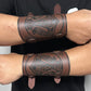 GelConnie Leather Gauntlet Wristband Viking Leather Arm Guard Medieval Armor Bracers Leather Armband Wrist Guards Cosplay Black Leather Bracers