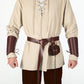 Jeyiour Men's Renaissance Costume Set Medieval Shirt Pirate Outfit Cosplay Viking Ankle Pants Belt Pouch Armband Beige, Brown Large