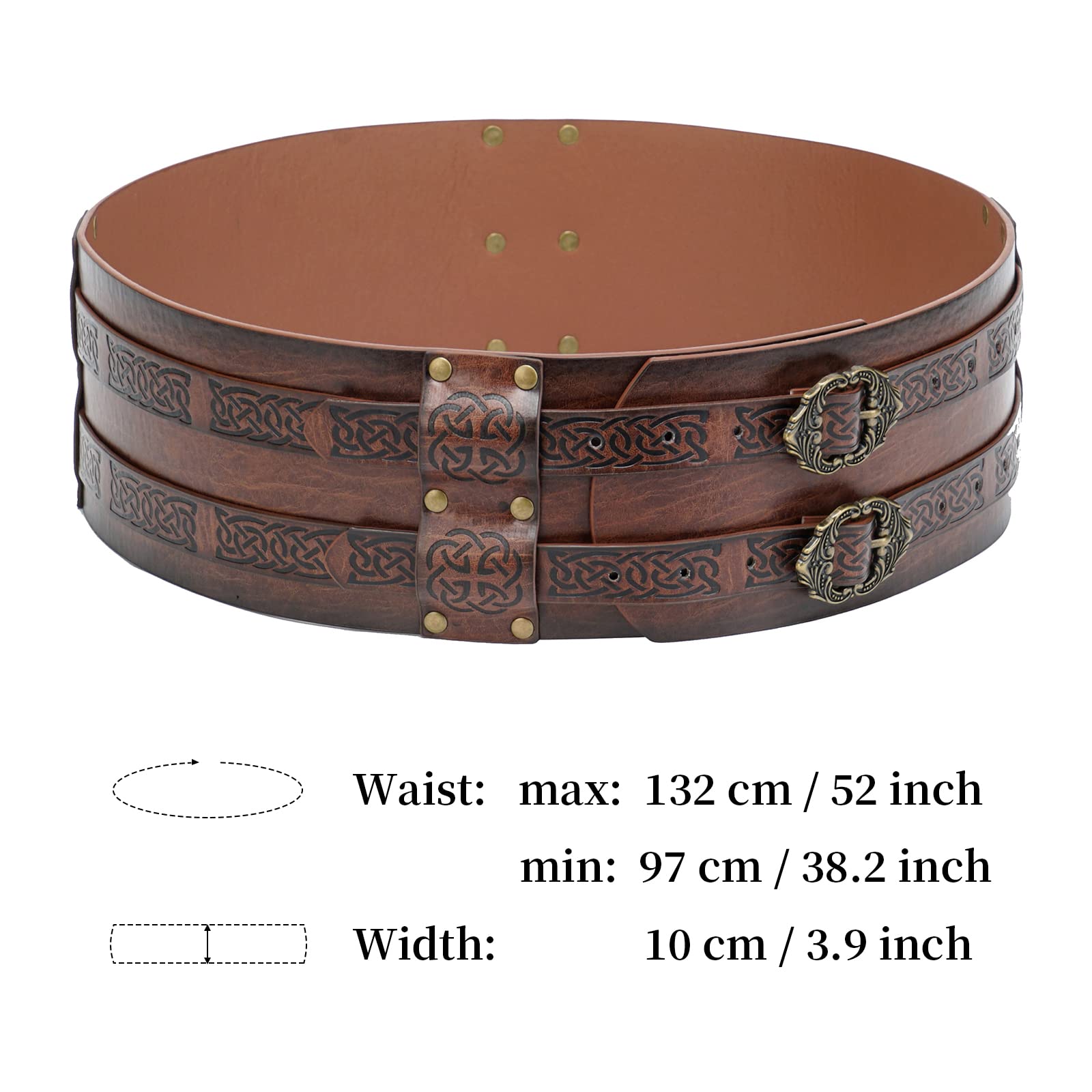 Knotwork Embossed Viking Wide Belt Double-Buckle Thane's Belt