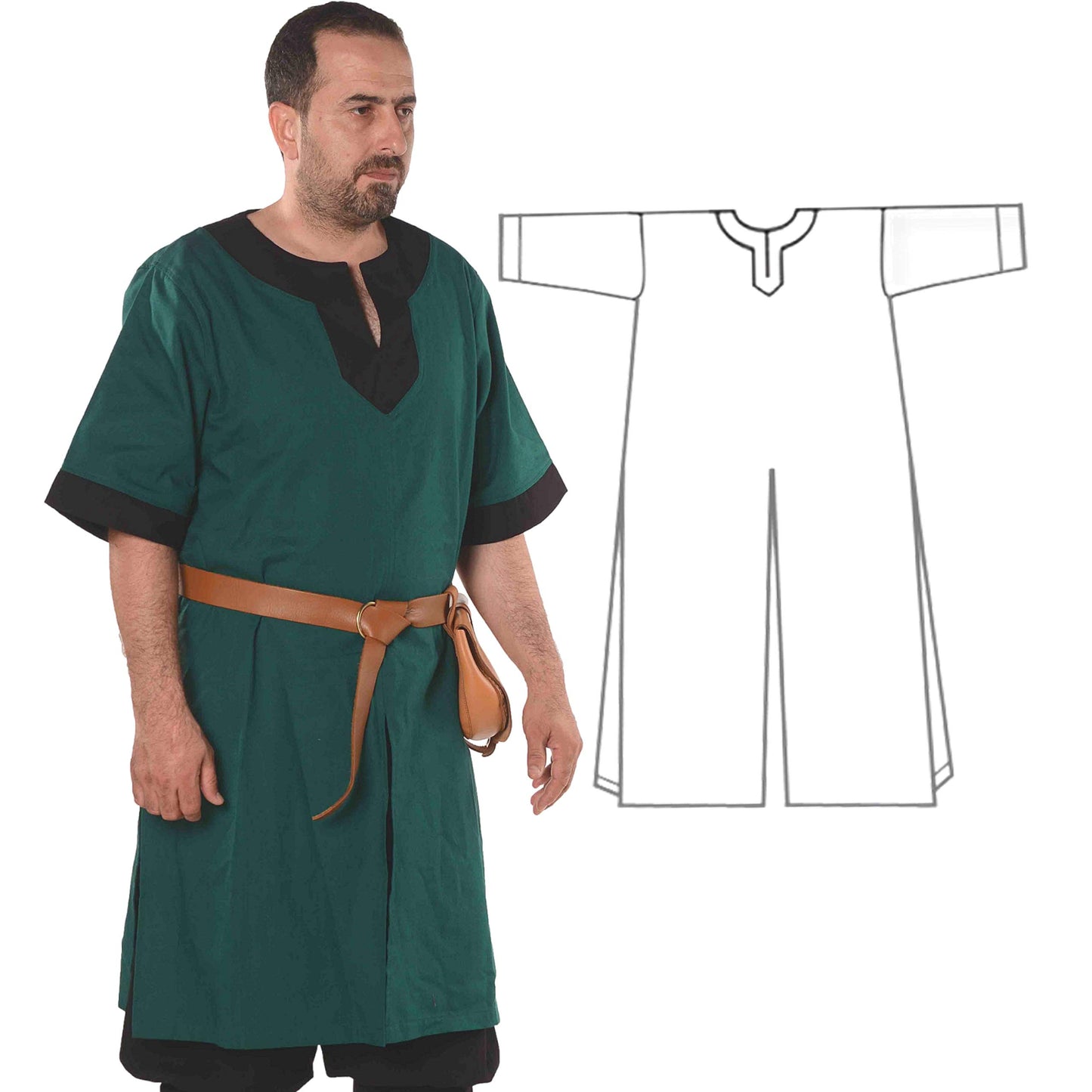 Medieval Viking Cotton Half-Sleeve Tunic