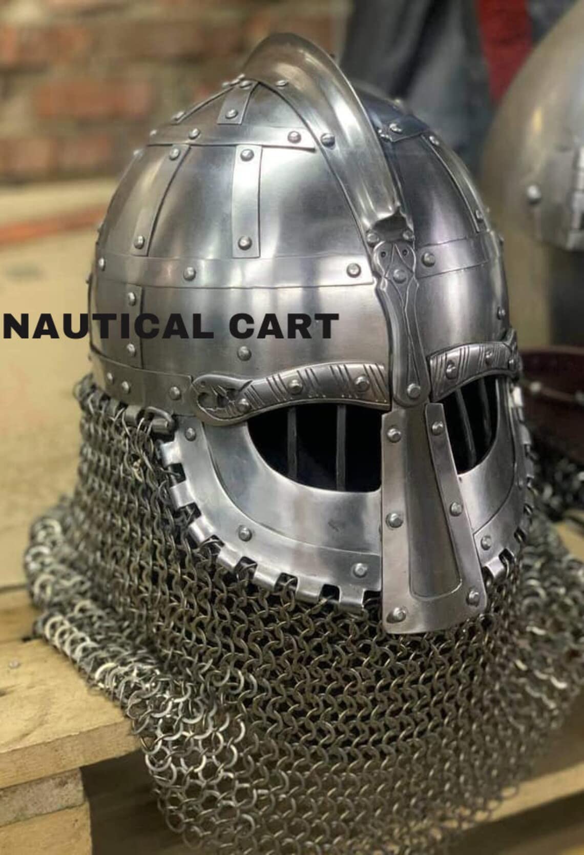 Medieval Steel Viking Vendel Helmet With Chainmail