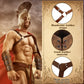 4 Pcs Halloween Renaissance Accessories Medieval Adults Leather Single Shoulder Armor Cover Cape Faux Leather Arm Guards Medieval Knight Viking Belt for Adults Costume Cosplay Party, Brown