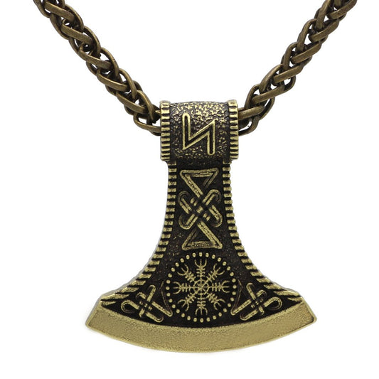TTKP Viking Mammen Odin Symbol Rune Horror Peru Necklace Colo Axe Pendant Necklace Metal Chain Nordic Talisman