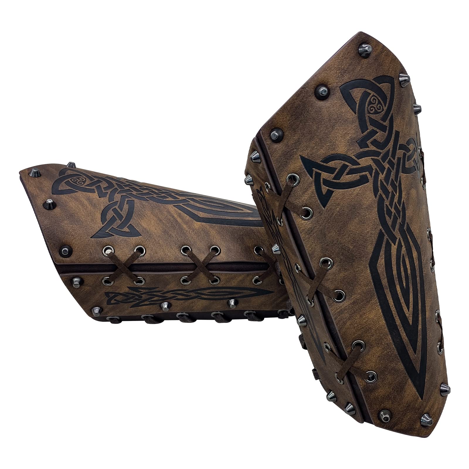 Arm Guard Armor Cuff Leather Bracer Knight Costume Battle Part Medieval  Viking A