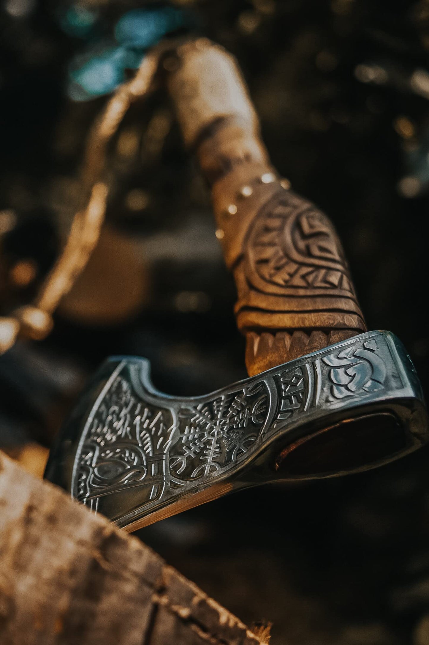 AX-7000 Custom Gift Forged Carbon Steel Viking Axe with Rose Wood Shaft, Viking Bearded Camping Axe (AX-7000) (AX-7000) AX-7000