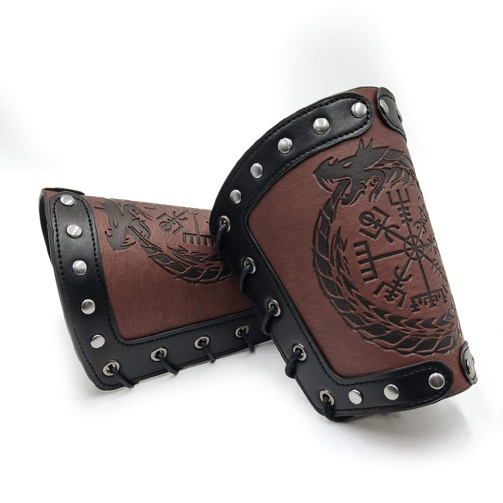 Viking Arm Bracer Embossed Norse Symbol Faux Leather Arm Armor
