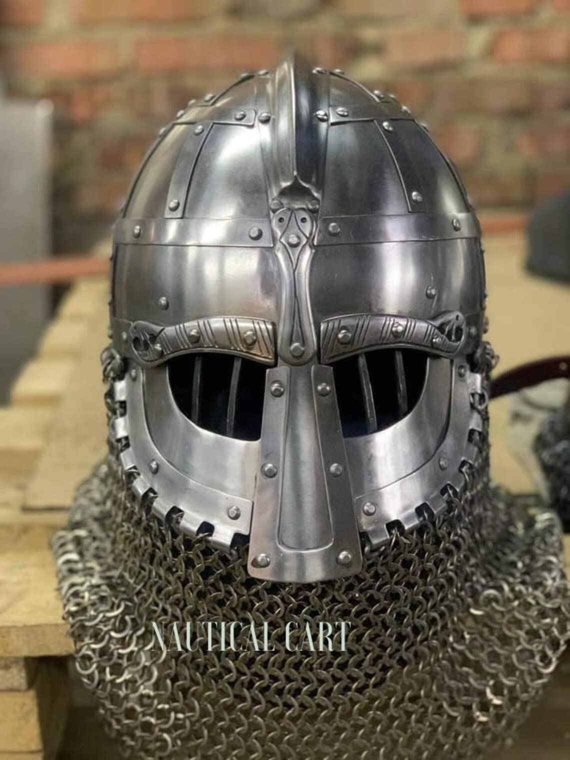 Kaldor Steel Helmet - MY100224 By Medieval Armour, Leather Armour