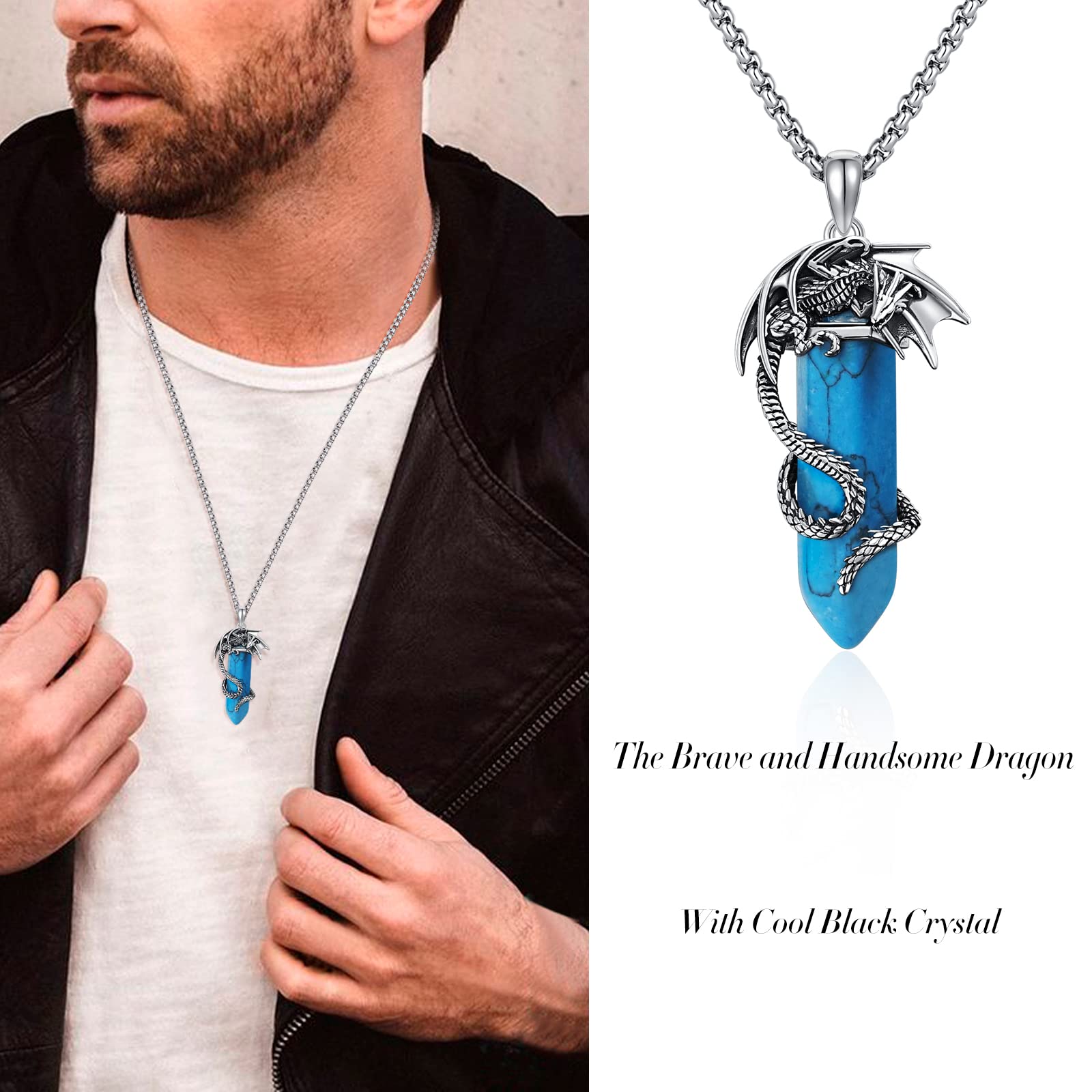 Enamel Alloy Dragon Pendant Necklace - Fantasy Dinosaur Charm Gift for -  vikingshields