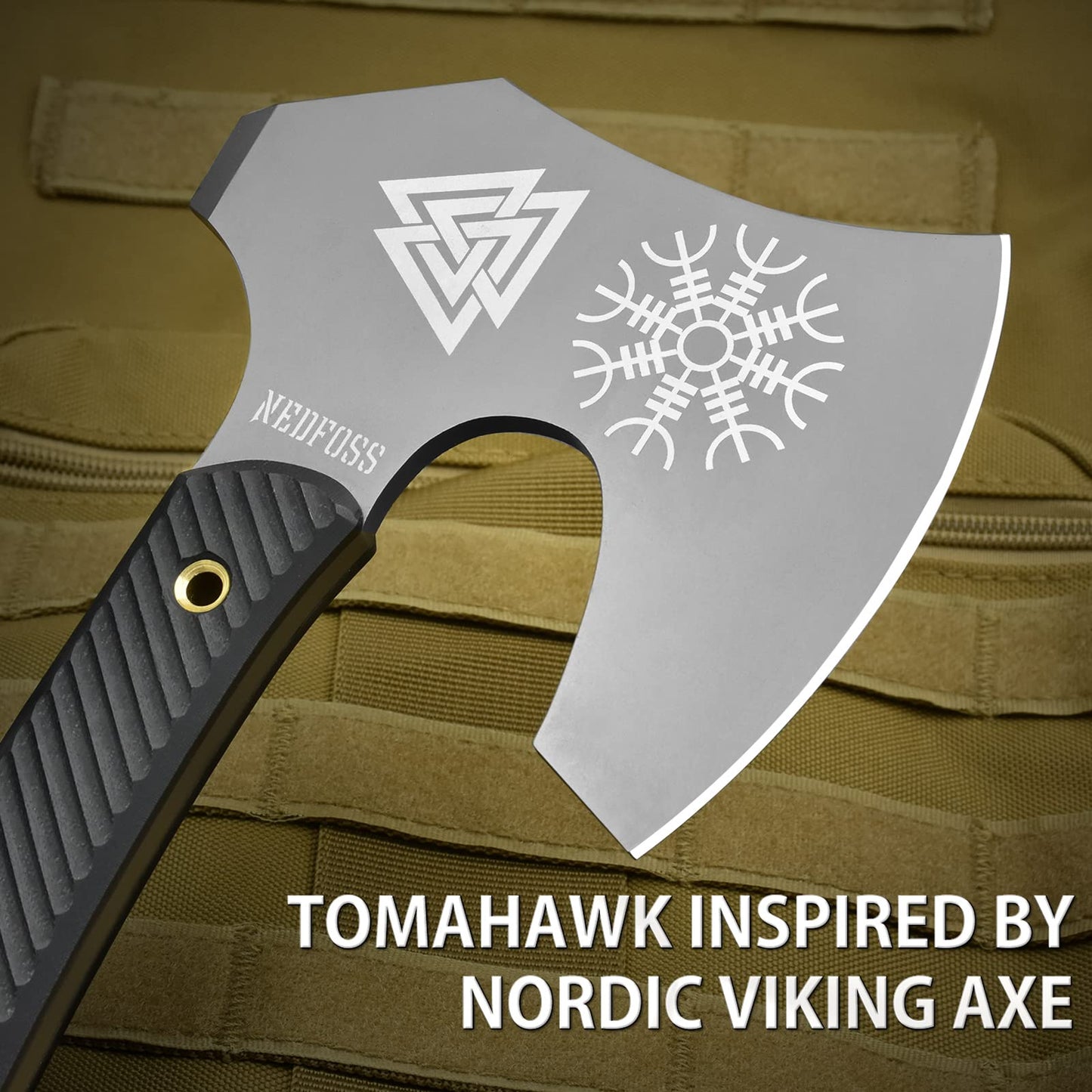 Modern Full Tang Valknut Viking Axe, 12"