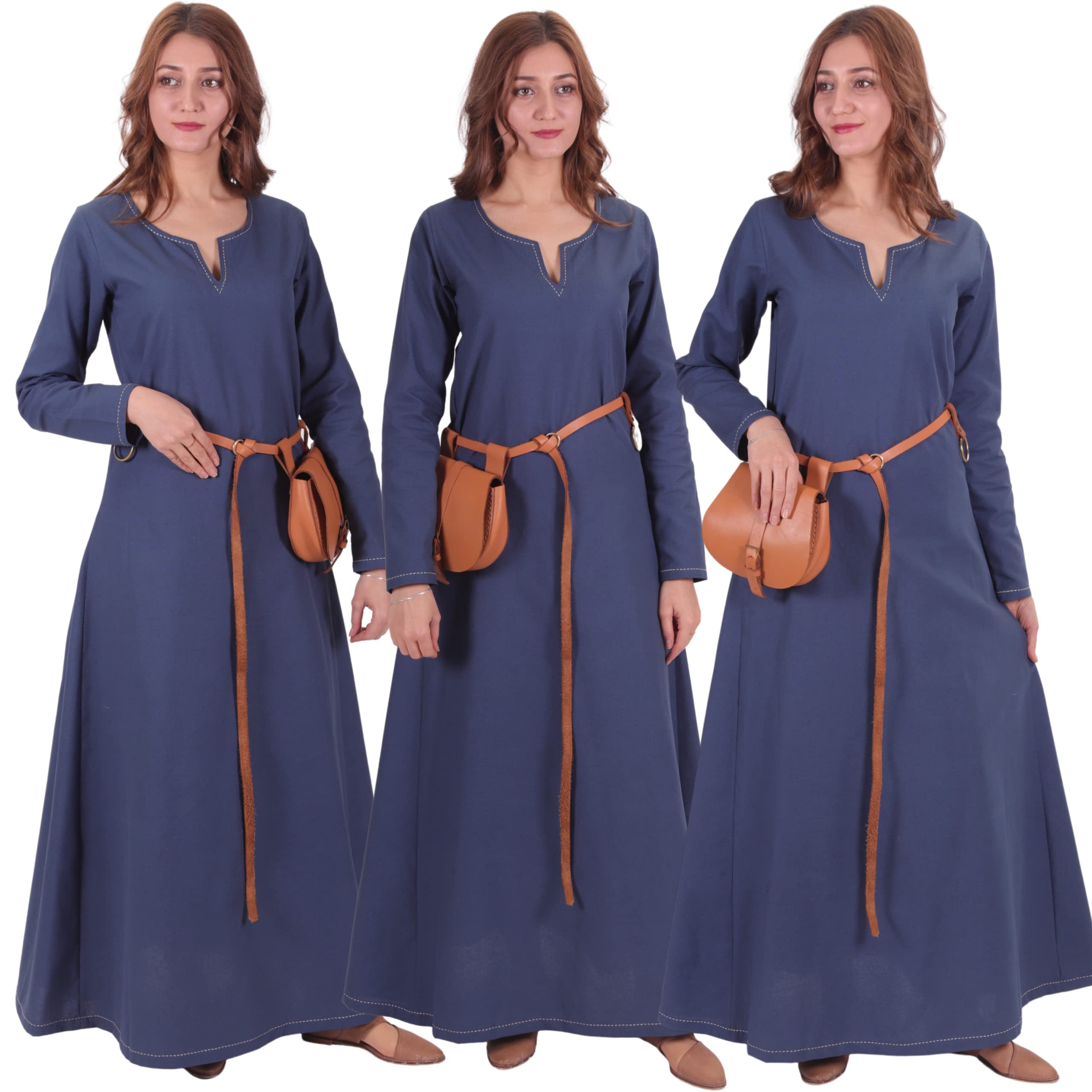 Bycalvina - HELENA Cotton Dress - Medieval Viking Women Underdress. Sizes orders from S – 10XL . Made in Turkey by bycalvina.us