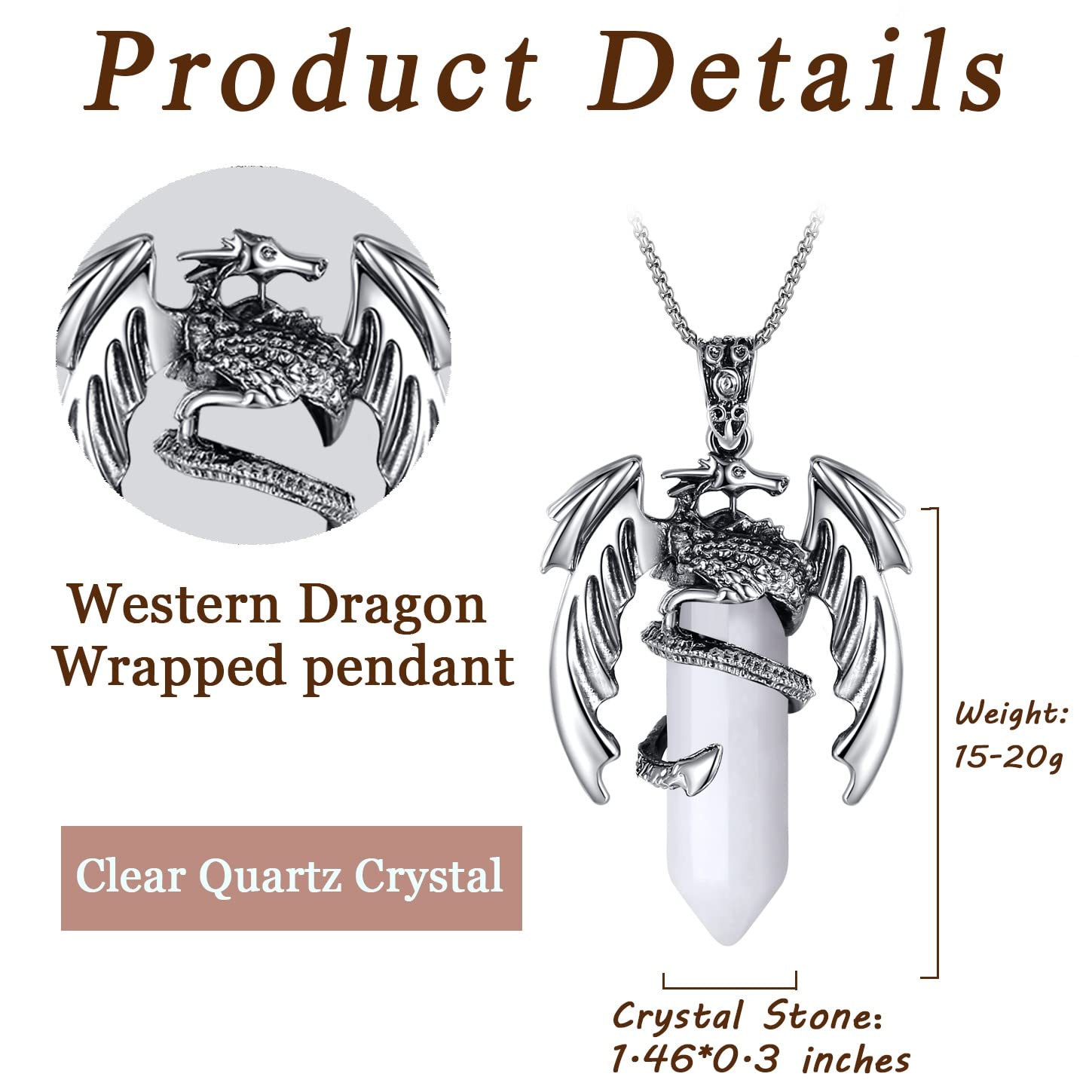 Carved 3D Mythical Dragon Crystal Pendant 925 Sterling Silver Necklace Gift  New | eBay