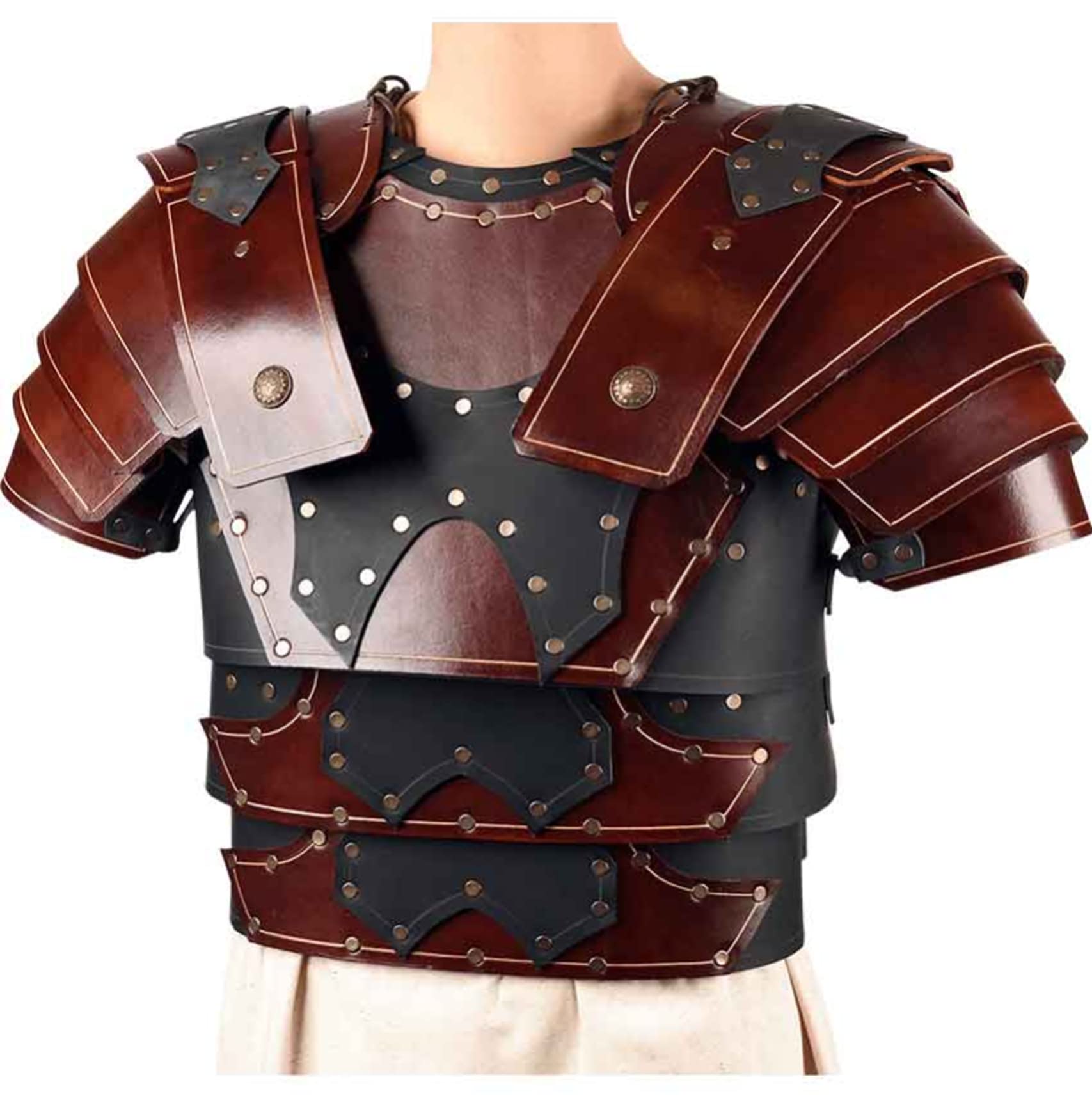 Ajax Leather Body Armour & Tasset Set - Brown - LARP Breastplate