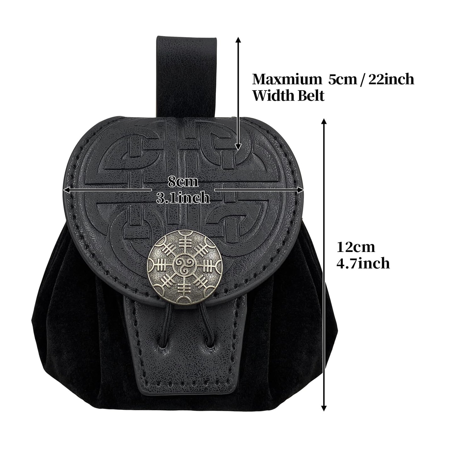 HiiFeuer Medieval Embossed Faux Leather Belt Pouch, Retro Renaissance Portable Belt Bag Coin Purse Dice Bag for LARP Ren Faire (Brown A) Brown A