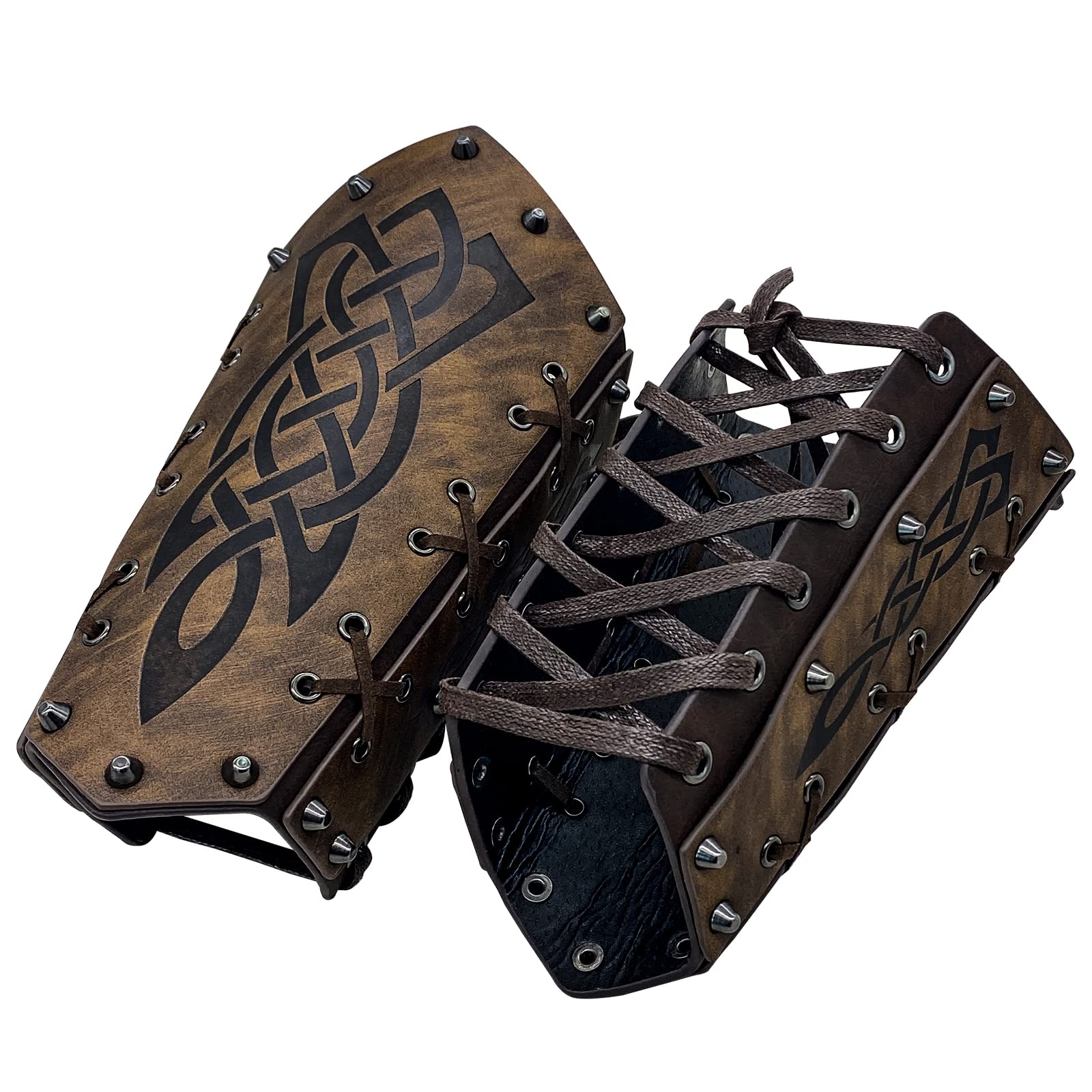 GORGECRAFT 2PCS Viking Bracers Men Leather Bracers Renaissance Arm Cuff  Armor Medieval Gauntlet Wristband Embossed Wrist Band Guard Jewelry LARP