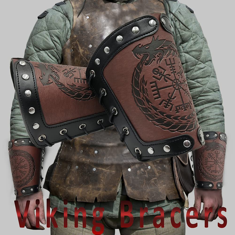 Viking Bracers Gauntlet Leather Arm Guards