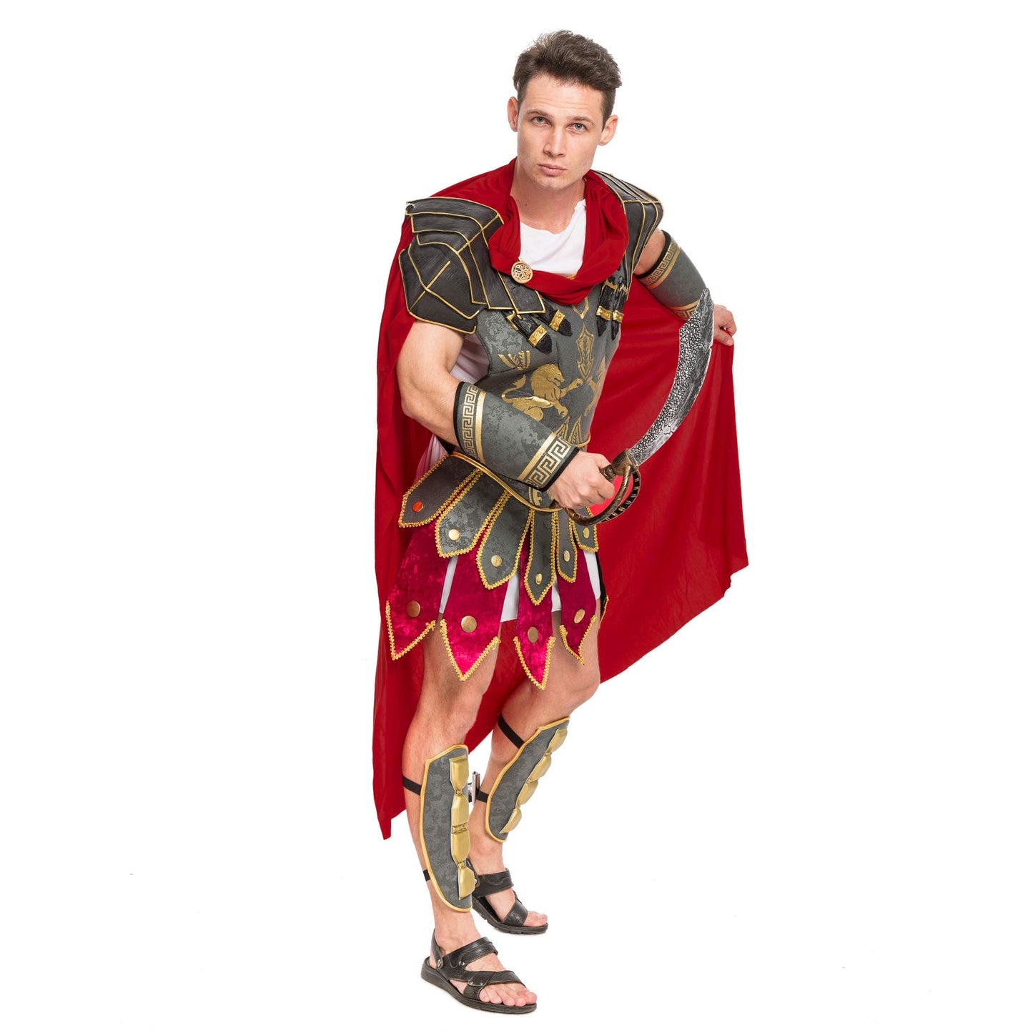 Spooktacular Creations Brave Men’s Roman Gladiator Costume Set for Halloween Audacious Dress Up Party Standard