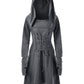 Gemijack Womens Renaissance Costumes Hooded Robe Lace Up Vintage Pullover High Low Long Hoodie Dress Cloak XX-Large Army Green