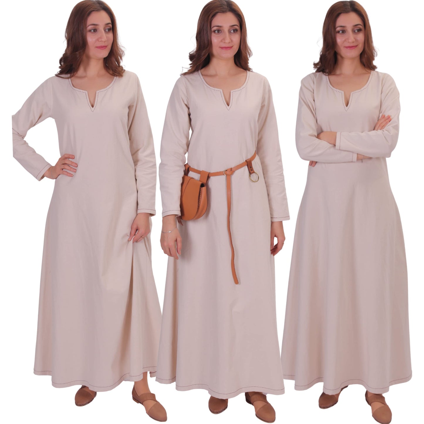 Turkish Made Natural Cotton Fraye Viking Medieval Women Dress