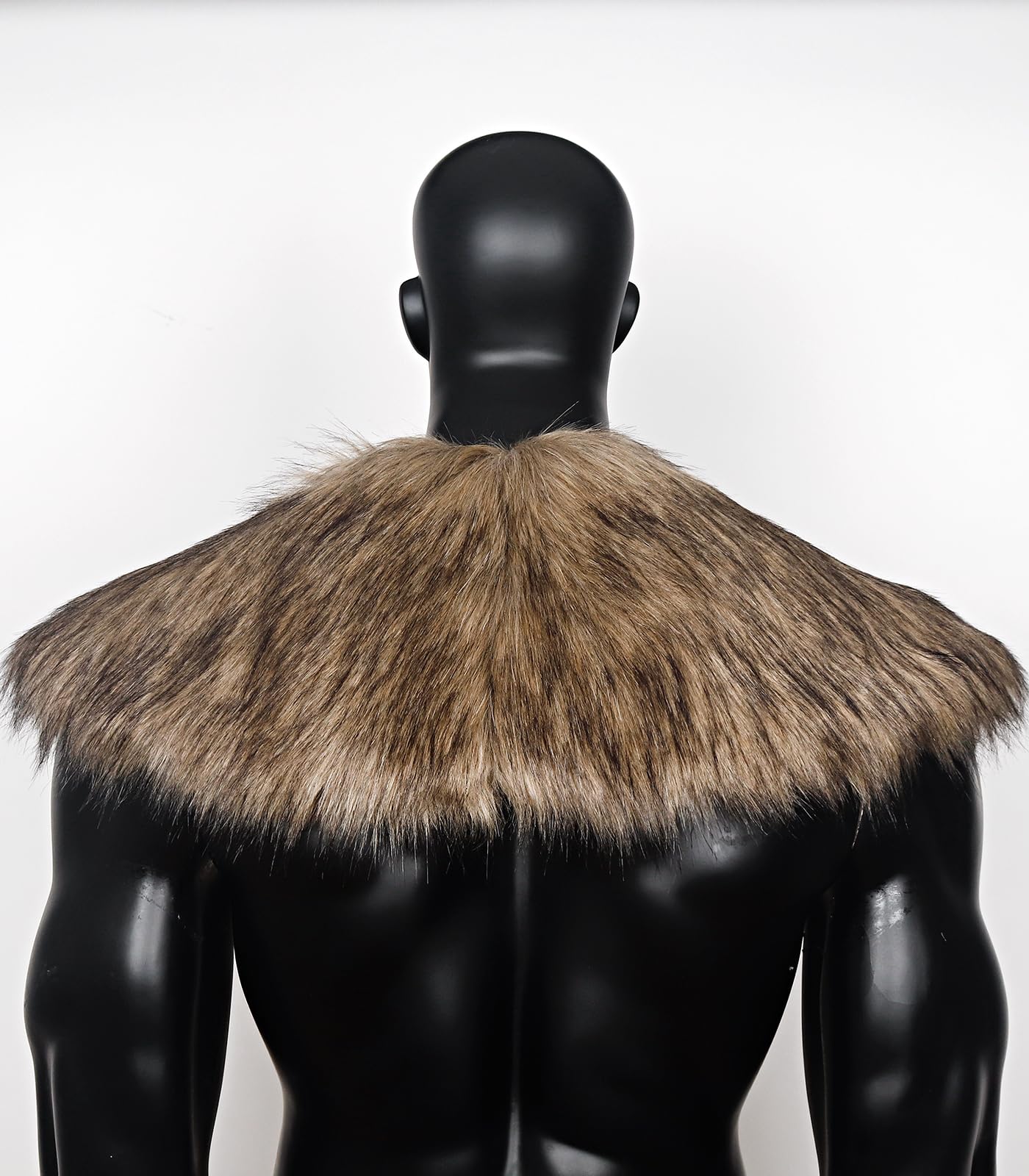 L'VOW Men's Viking Fur Collar Medieval Renaissance Wrap King Warrior Cape Shawl Halloween LARP Winter Cosplay Costume Brown-1