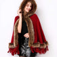 Faux Fur Shawl Wrap Stole Capelet Bridal Winter Wedding with Hook Hooded-black