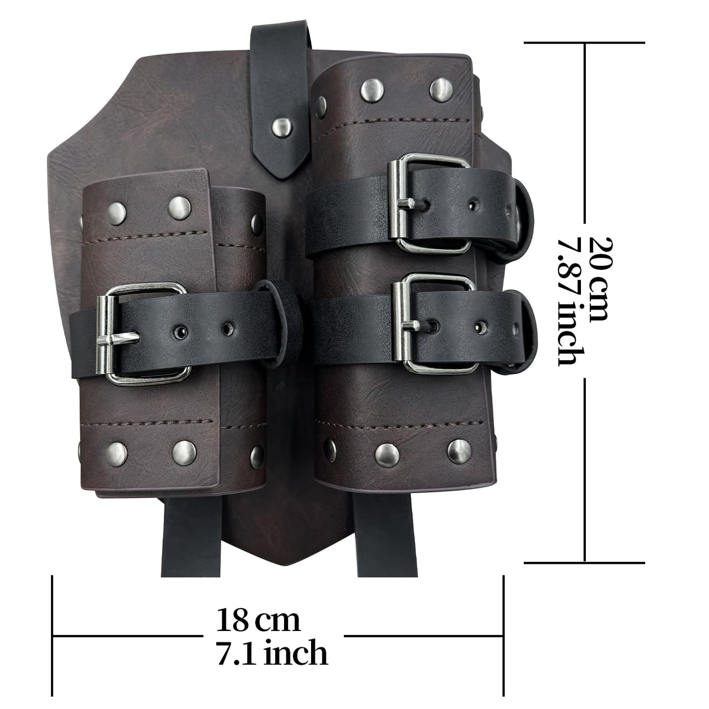 HiiFeuer Medieval Faux Leather Double Back Sword Frog, Mercenary Adjustable Sword Holster, Middle Ages Back Sword Holster Brown a