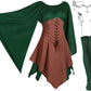4 Pcs Women Elf Costume Renaissance Traditional Irish Dress Fairy Costume Elf Ear Cuffs for Women Halloween Cosplay Party Green, Brown 2X-Large