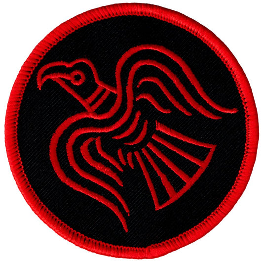 Odin's Raven Red Embroidered Patch Viking Iron-on Norway Flag Banner