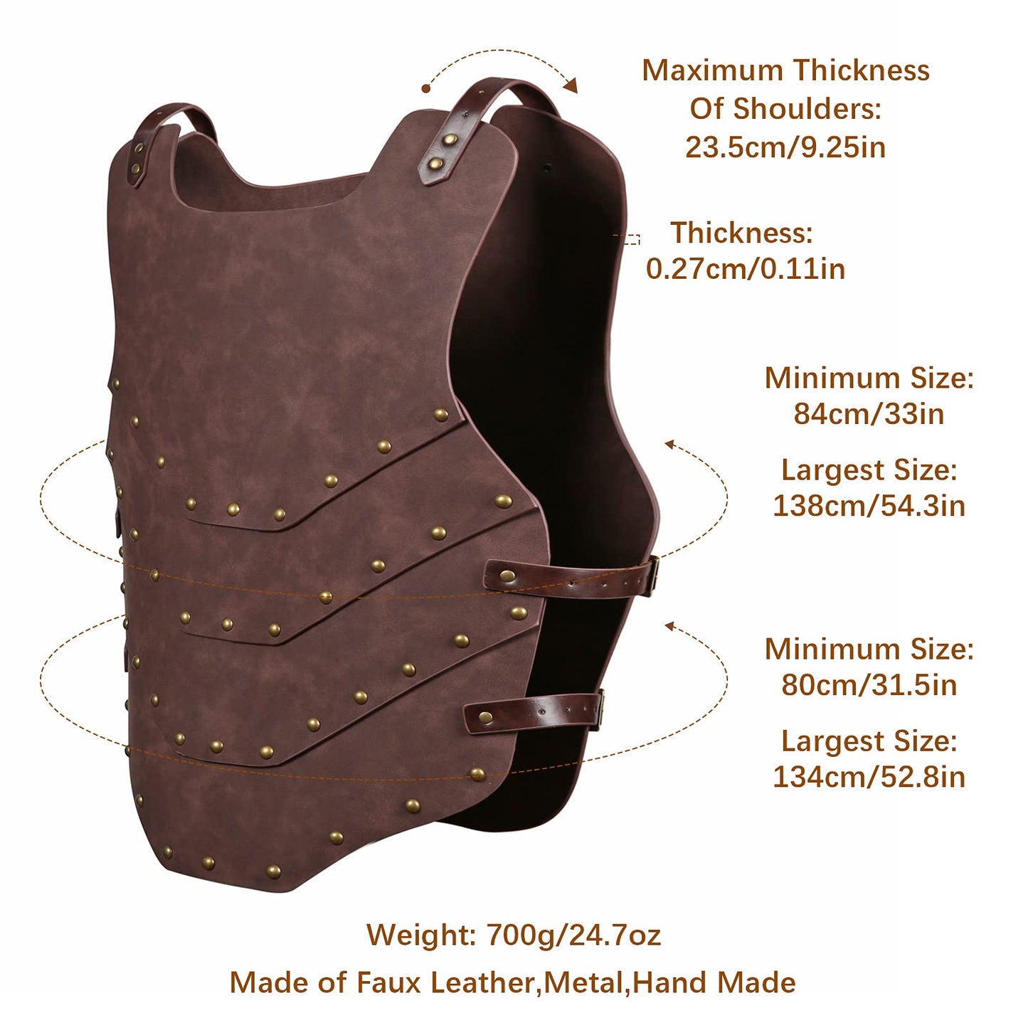 HZMAN Viking Warrior Chest Armor Medieval PU Leather Vest