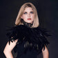 L'VOW Women' Natural Feather Shrug Cape Shawls Lace Collares for Halloween Cosplay Y1-black