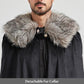 MSOrient Mens Medieval Viking Cloak Fur Cape Cosplay Costume Renaissance King With Fur Cloak Halloween Costume Small Black