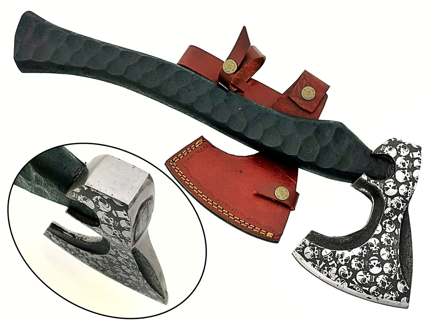 AX-7000 Custom Gift Forged Carbon Steel Viking Axe with Rose Wood Shaft, Viking Bearded Camping Axe (AX-7000) (AX-7000) AX-7000