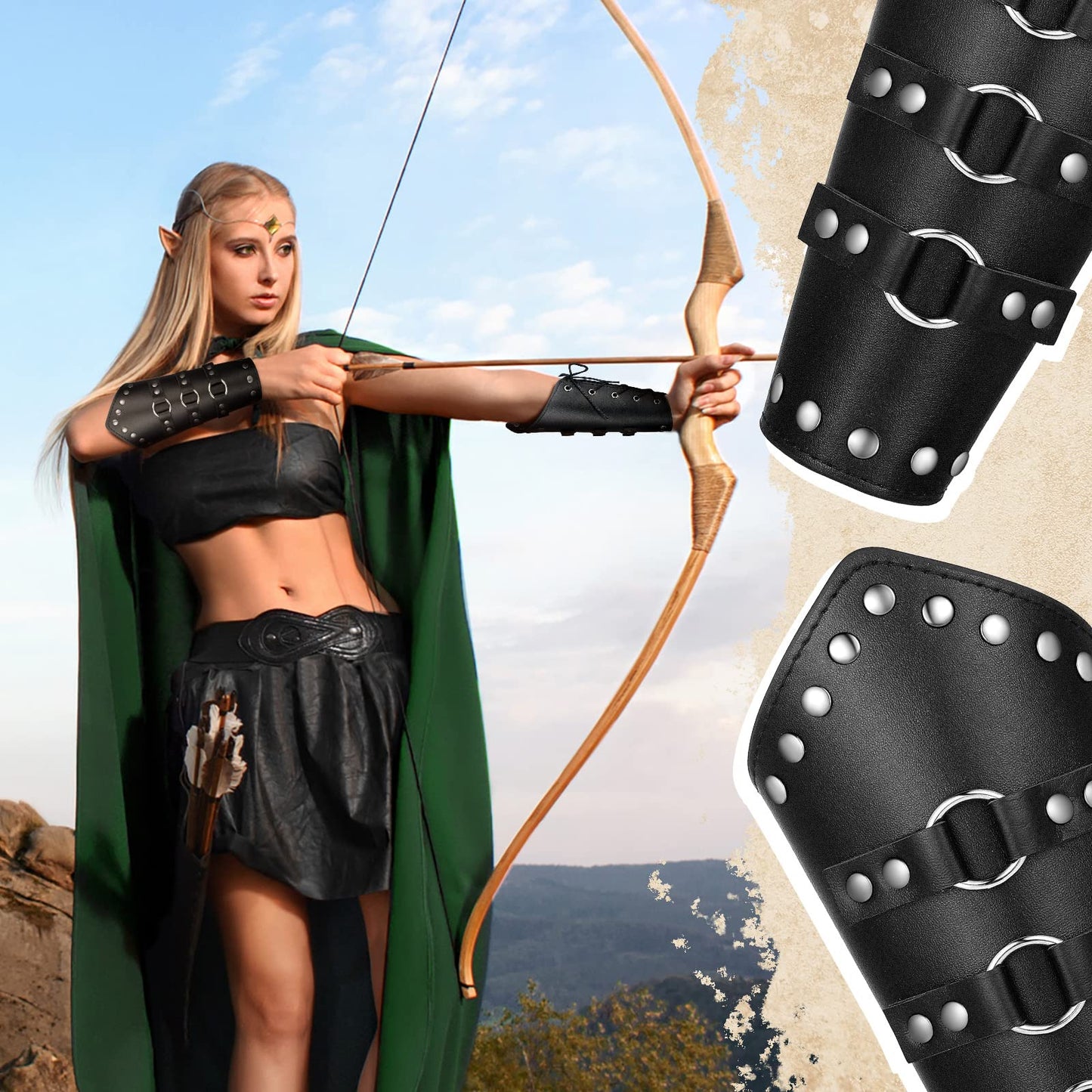 Adults Faux Leather Arm Guards Arm Bracers