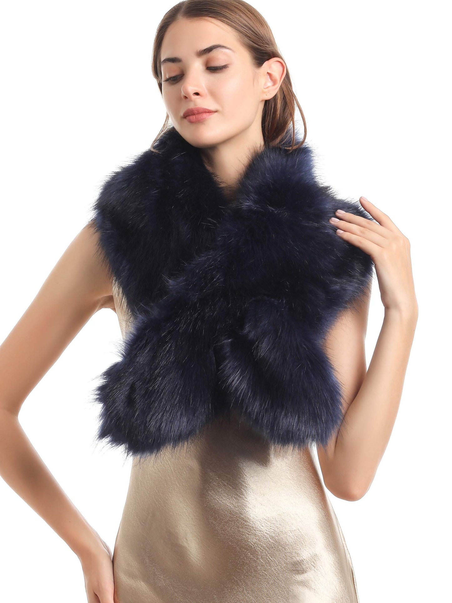 Soul Young Faux Fur Collar Women's Neck Warmer Scarf Wrap 80cm,31.5in A-nature