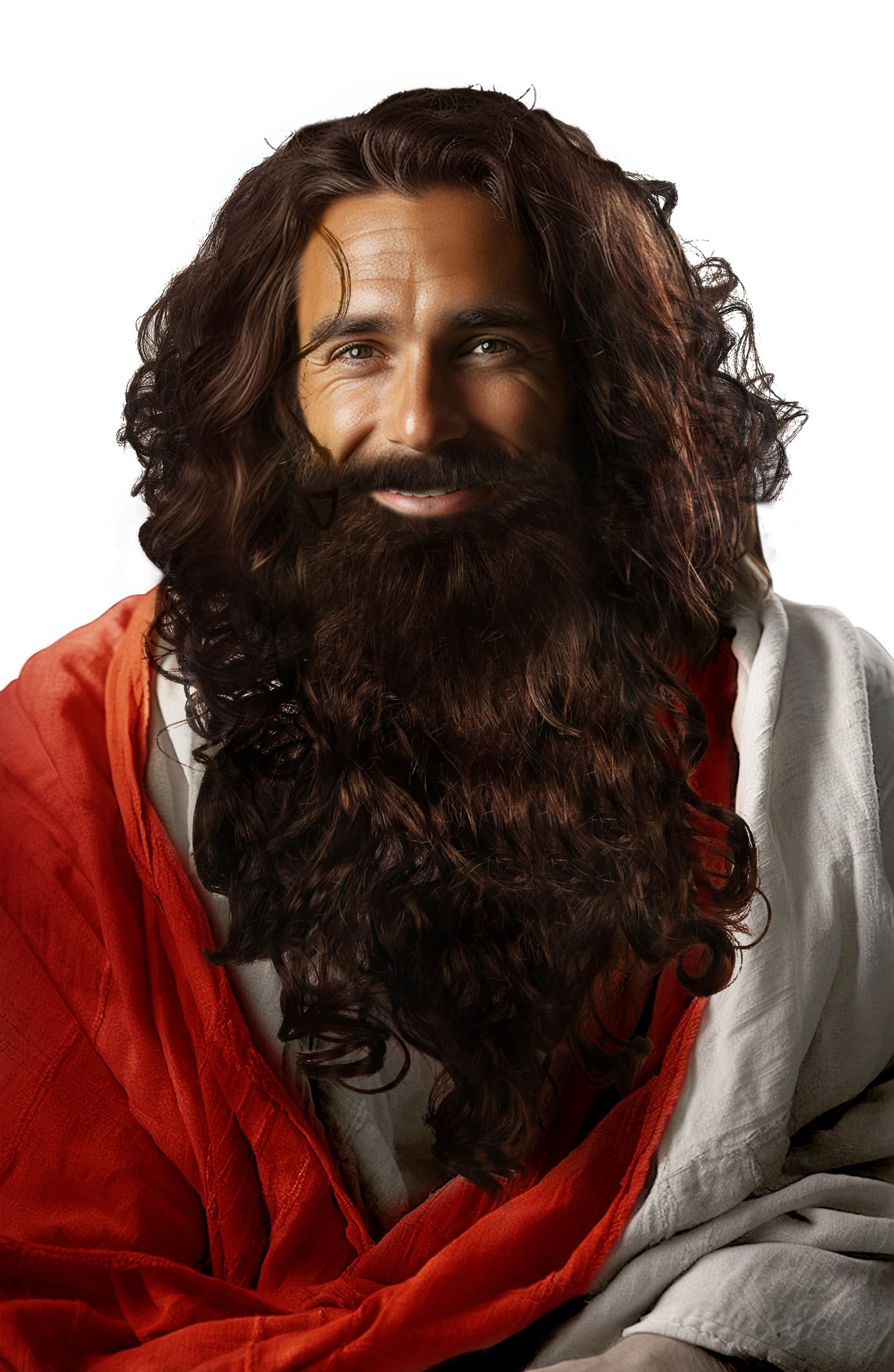 HOMELEX Jesus Beard And Wig - Halloween Funny Father Time Costume Accessory for Adults Brown