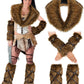 Xtinmee 5 Pieces Halloween Viking Costume, Viking Fur, Viking Faux Fur Collar, Fur Leg Warmer, Fur Hand Warmers, Viking Fur Classic Style