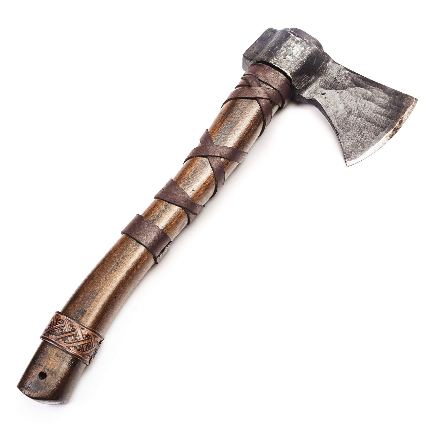 Leather-Wrapped Viking Throwing Axe