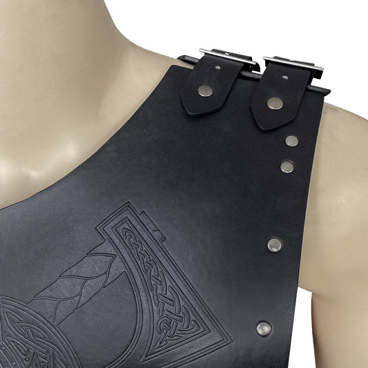 HiiFeuer Viking Faux Leather Embossed Chest Armor