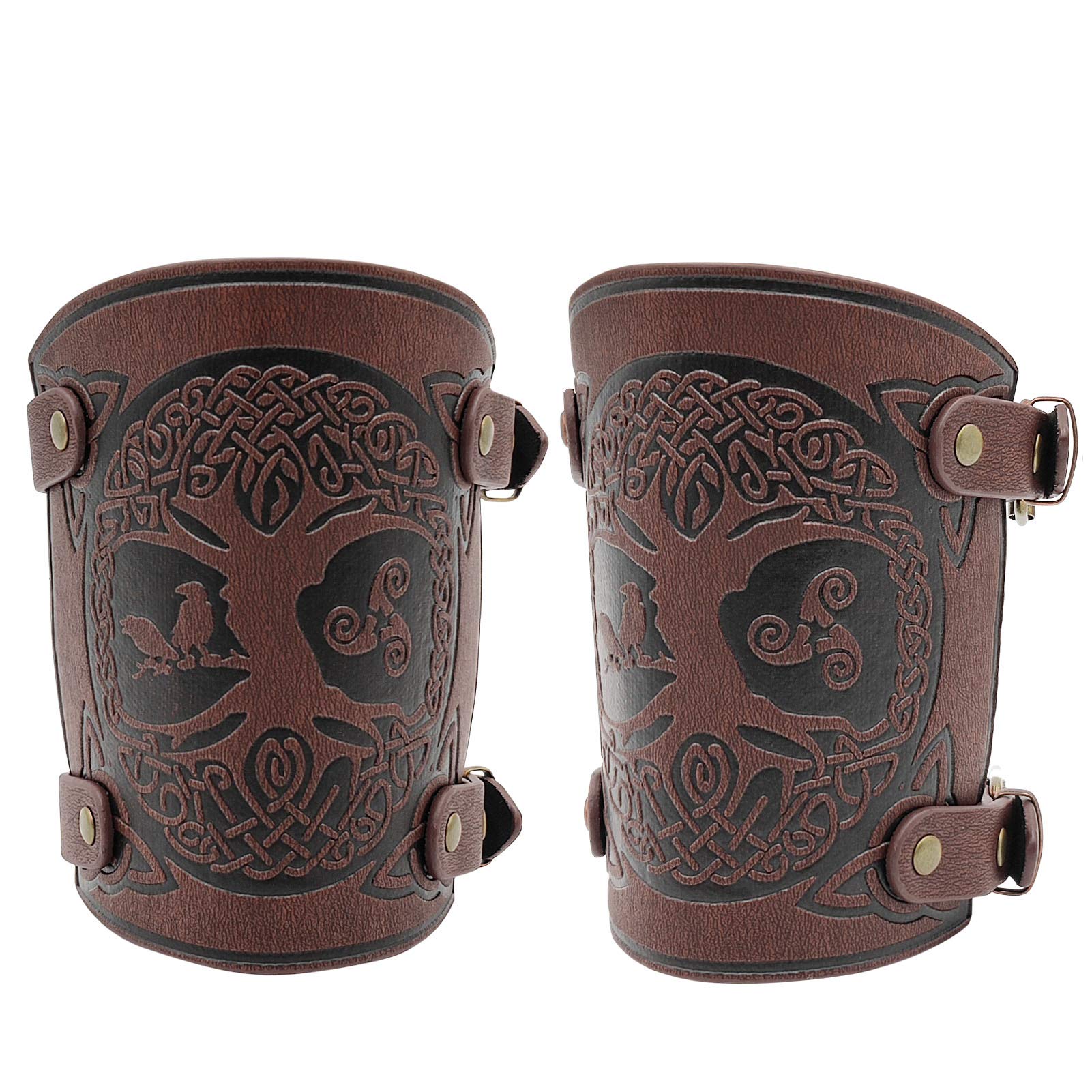 Viking Bracers, Medieval Belt Leather Buckle Bracers, Hand-Made Full Grain  Leather Bracers, Knight LARP Retro Renaissance Arm Guards, Halloween