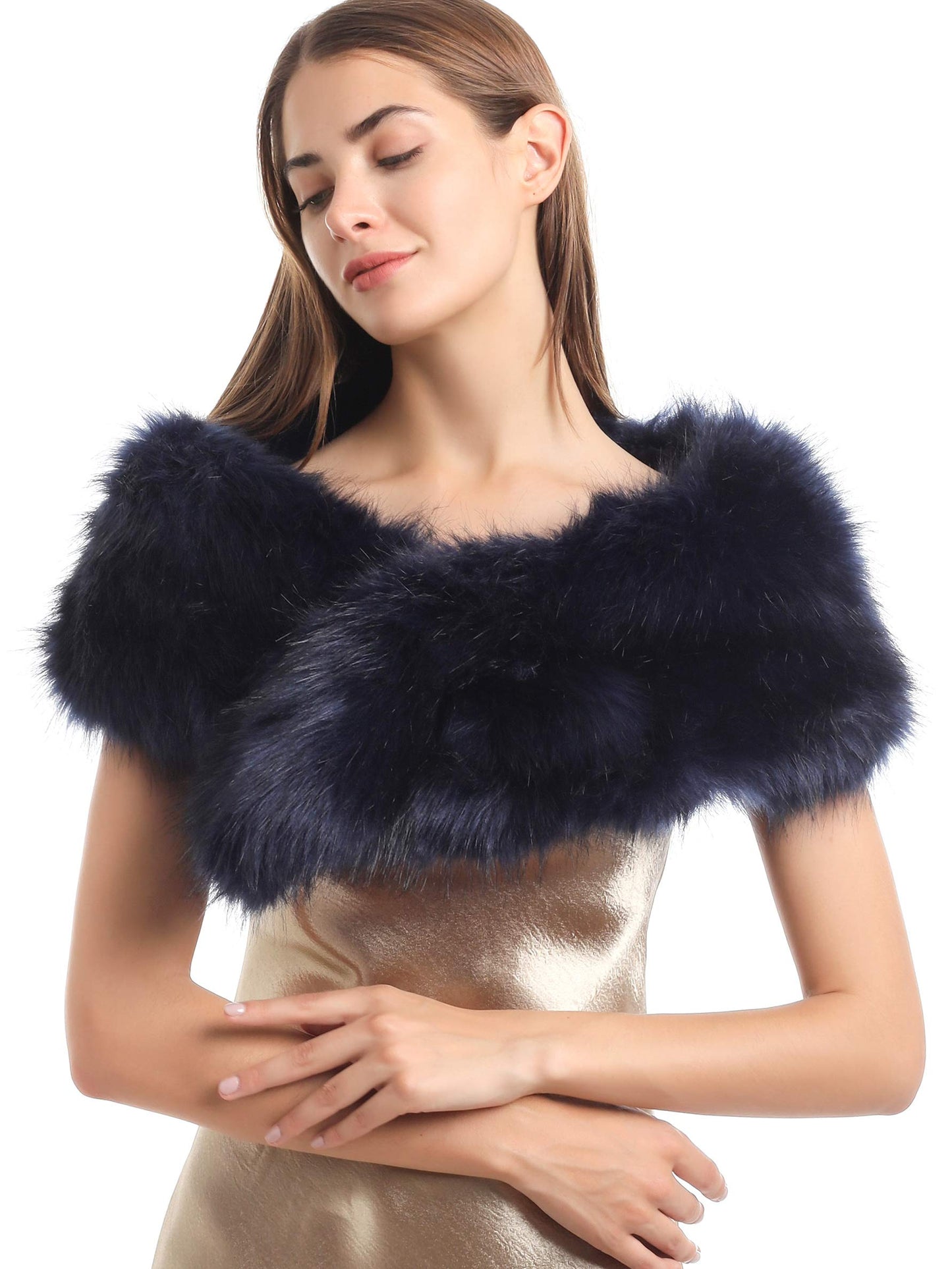 Soul Young Faux Fur Collar Women's Neck Warmer Scarf Wrap 80cm,31.5in A-nature