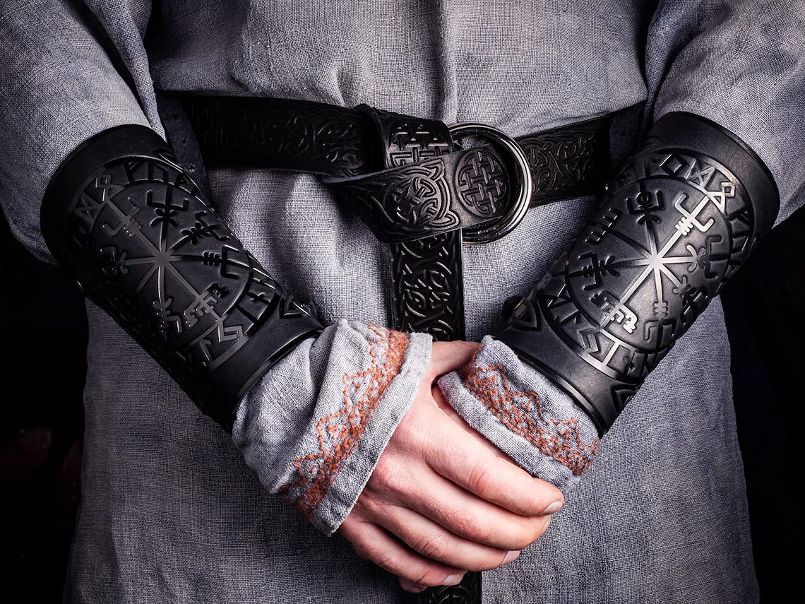 Viking Arm Bracers Leather Armor Cuffs LARP