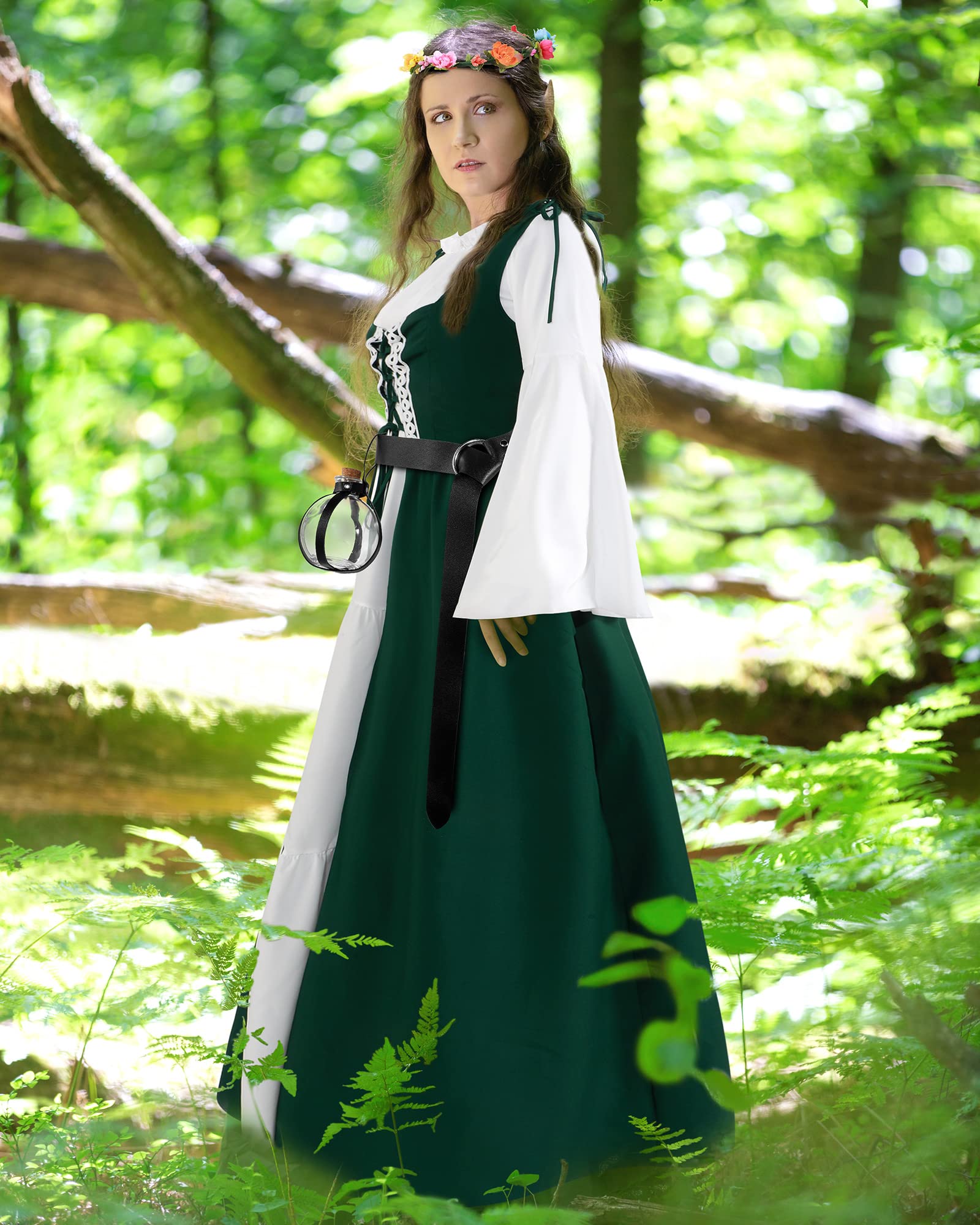 Medium Medieval Women Costume Renaissance Dress Fairy Elf Ears Headban vikingshields Medium Medieval Women Costume Renaissance Dress Fairy Elf Ears Headban vikingshields