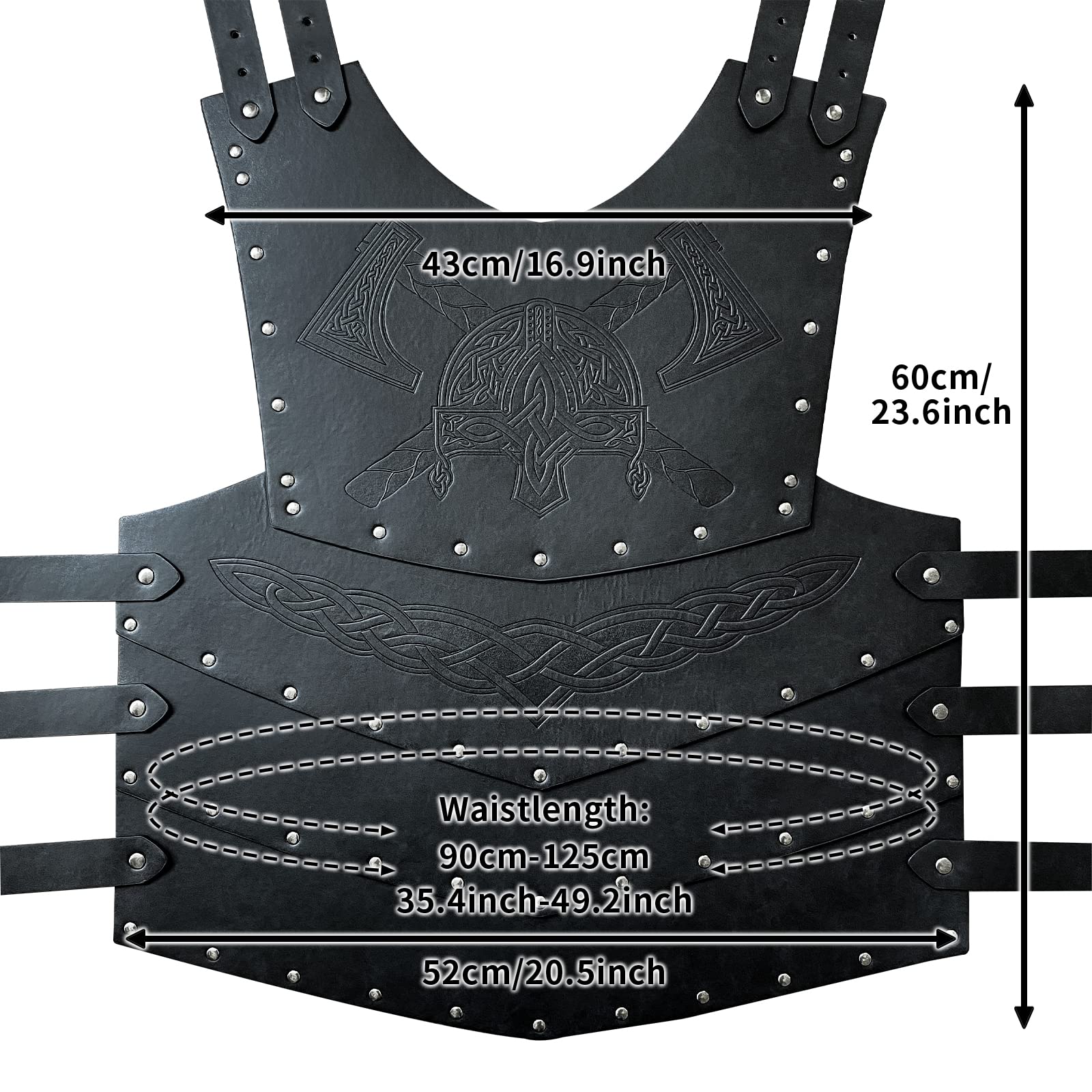 HiiFeuer Viking Leather Chest Armor with Nordic Armor Belt and Buckle Arm  Bracers for LARP