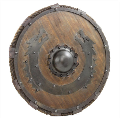 Medieval Wooden Viking Flying Dragon Armour Shield Antique Finish, 24"