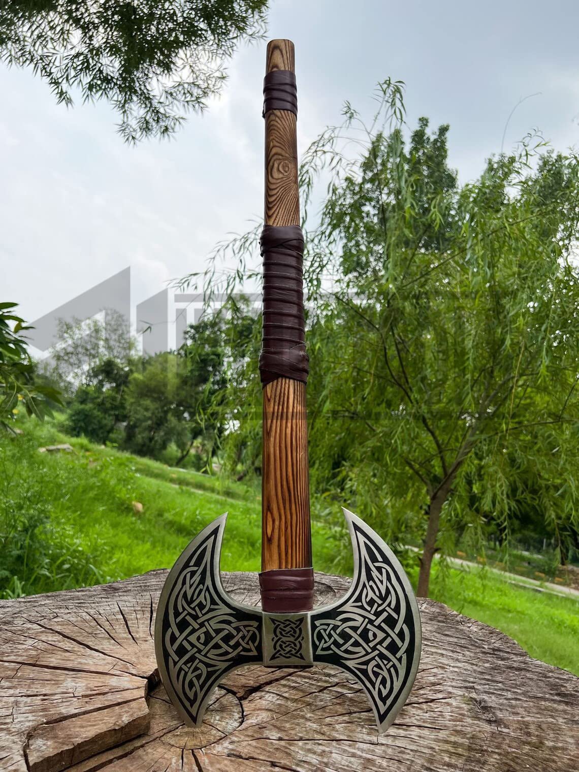 Double Sided Norse Knotwork Viking Battle Axe