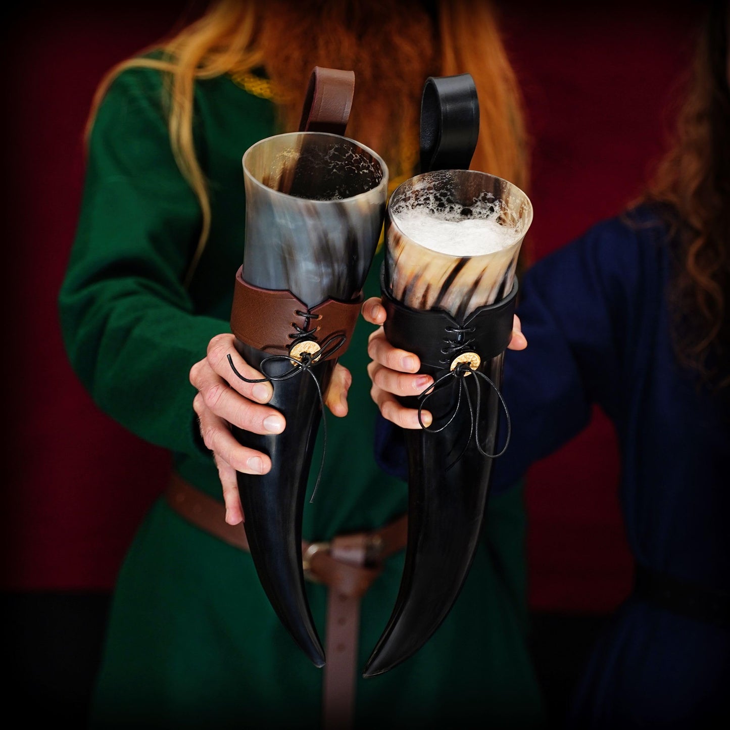 Mythrojan Viking Drinking Horn Black Medieval Beer Drinking Horn Authentic Drinking Horn with Strap Norse Beer Horn Small Drinking Horn Mug Viking Ale Horn Cup 250 ml Viking Drink Horn Replica 8oz 250 ML (Black Strap)