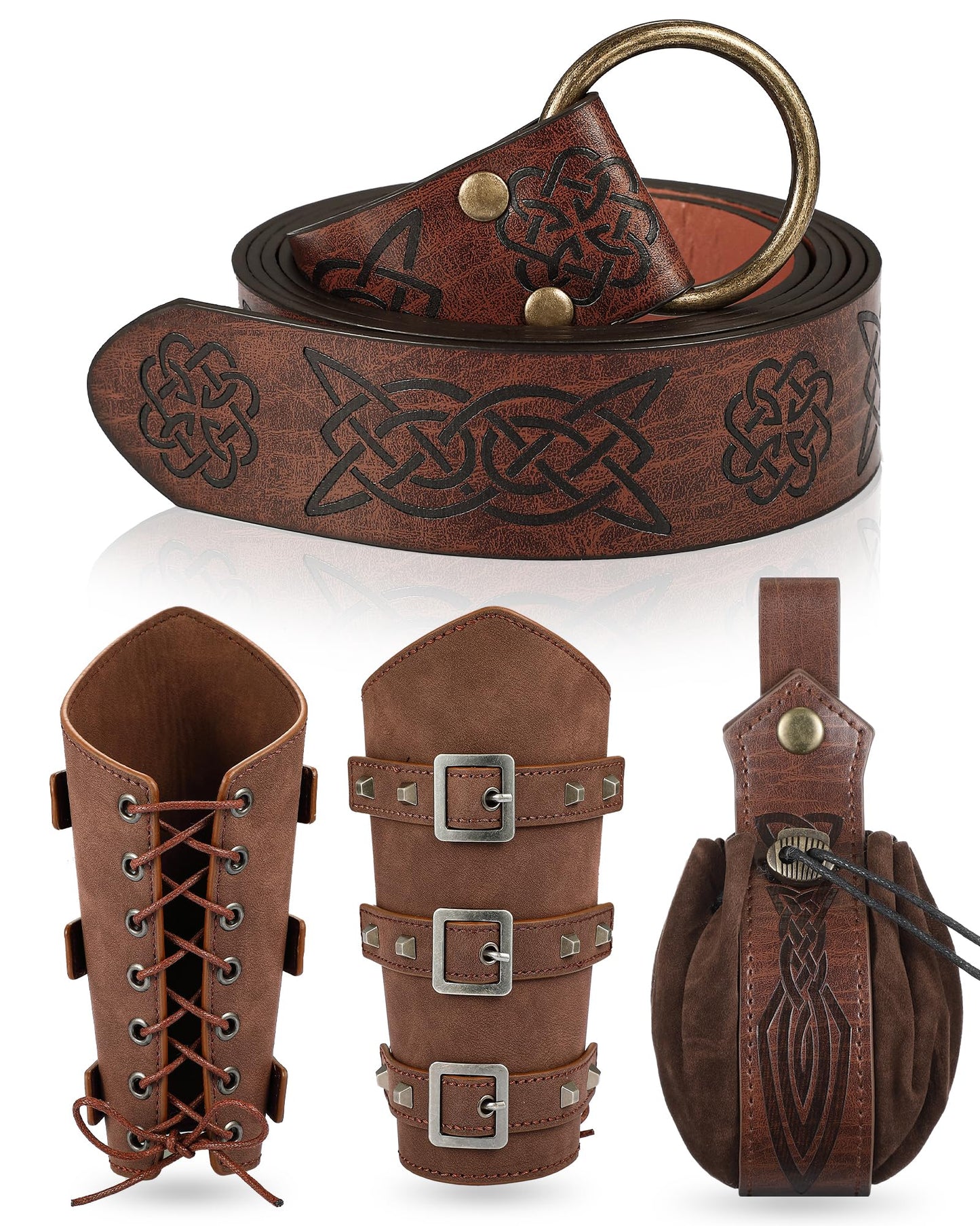  HiiFeuer Medieval PU Leather Buckle Arm Bracers