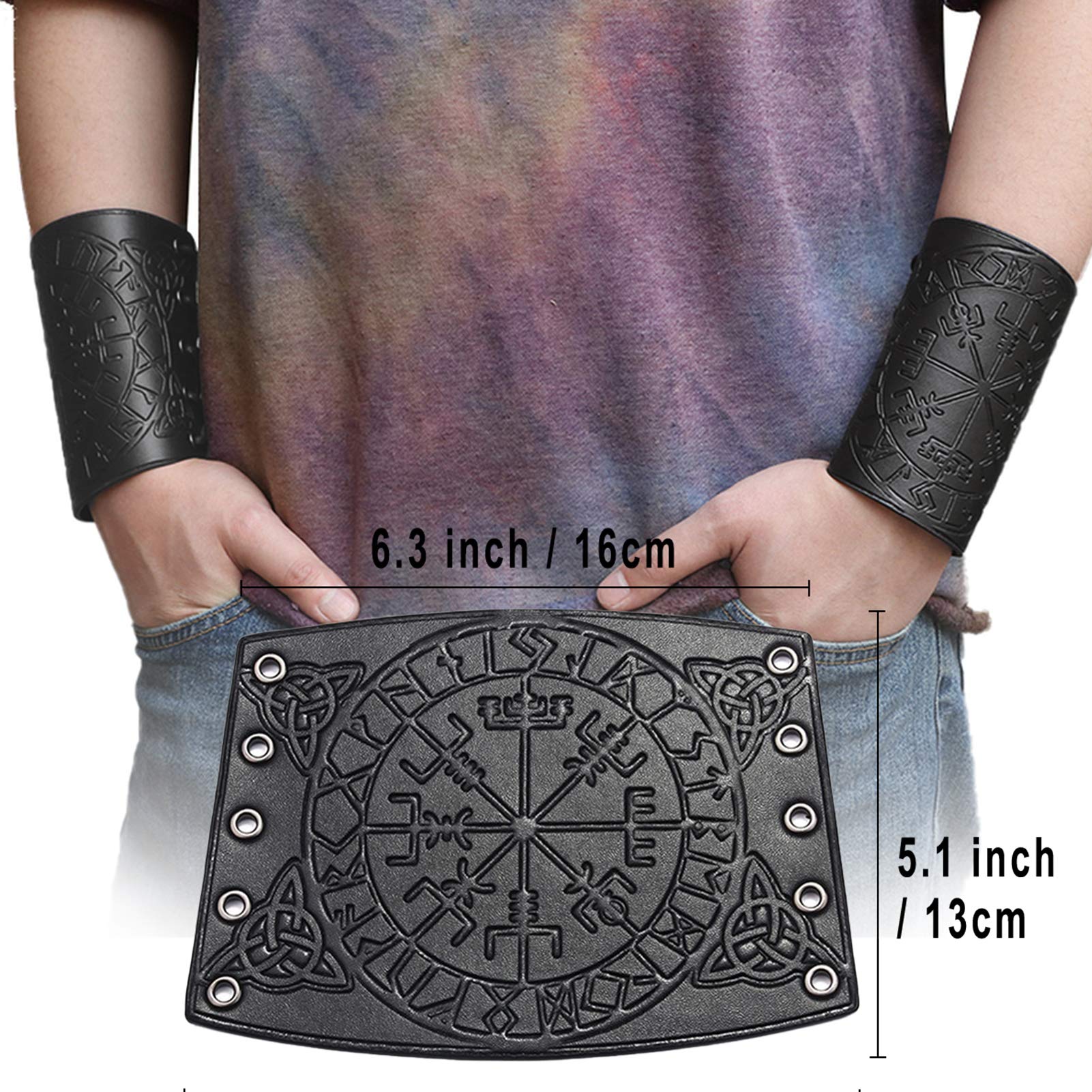 HiiFeuer Medieval Vintage Faux Leather Bracers, Retro Buckle Fastening  Mercenary Arm Guards, Costume Knight Gauntlets