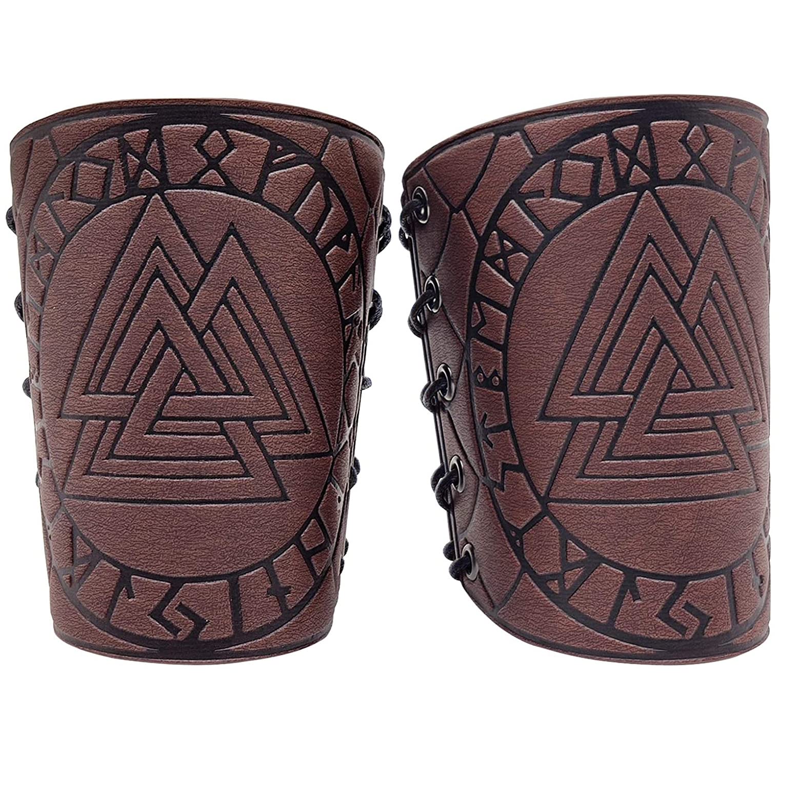 2pc Viking Bracers Genuine Leather Medieval Knight Watch Armor
