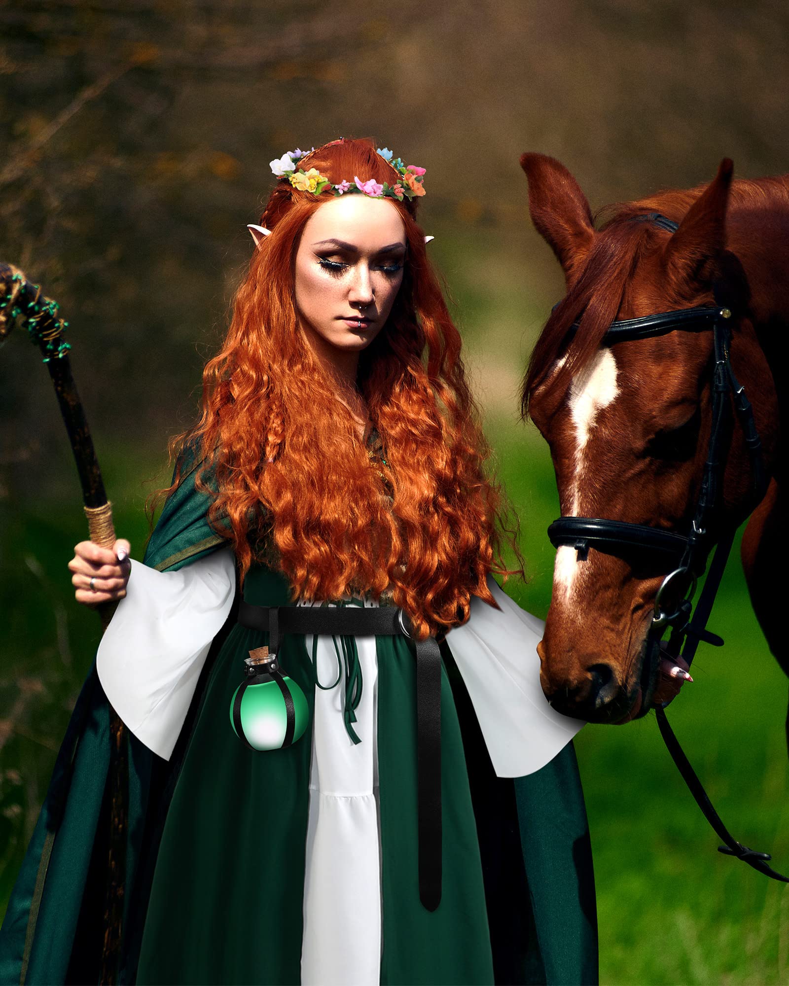 Medium Medieval Women Costume Renaissance Dress Fairy Elf Ears Headban vikingshields Medium Medieval Women Costume Renaissance Dress Fairy Elf Ears Headban vikingshields