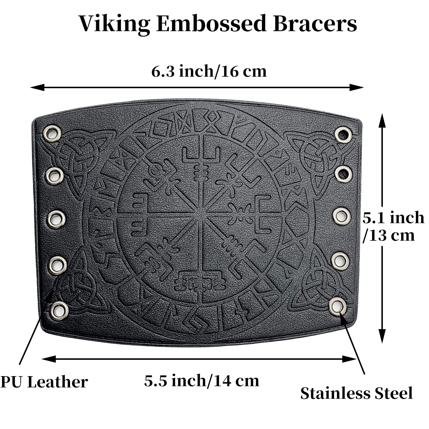 1 Pair Nordic Viking Vegvisir Embossed Arm Bracers Medieval PU